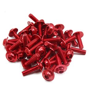 Red Painted Motorcycle Fairing Fastener Hexagon Bolts Screws M6 Thread, Pack of 40