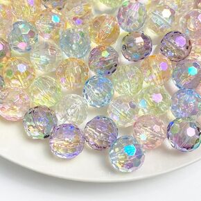 16mm Color Acrylic Beads 100pcs Cute Candy Colors Spacer Beads Loose Beads for DIY Crafting Necklace Bracelet Jewelry Making Keychain (Mix-Color)