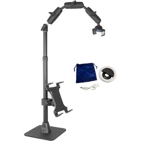 ARKON Mounts Phone Holder Full Kit - Adjustable Overhead Arm Cell Phone Table Top Stand and Tablet Mount with Ring Light - Professional Holders for Horizontal or Vertical Filming