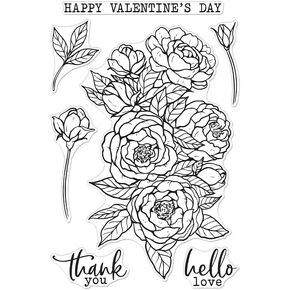 Hero Arts CM604 Clear Stamp, Peonies Bunch