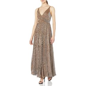 Dress the Population Women's Valentina Sleeveless Surplice Wrap Long Gown in Kuwait