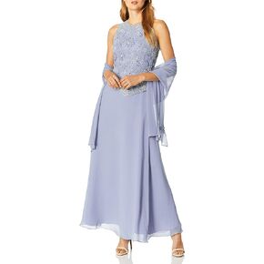 J Kara Women's Sleeveless Mock 2 Piece Beaded Bodice Flare Dress