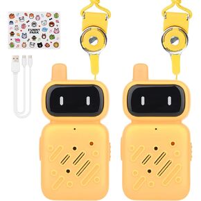 Mafiti Rechargeable Walkie Talkies for Kids 2 Pack Mini Robot Walkie Talkie Long Range 1 KMs 2 Way Radio Toddler Toys for 3-12 Year Old Boys Girls Indoor Outdoor Games(Blue+Blue)
