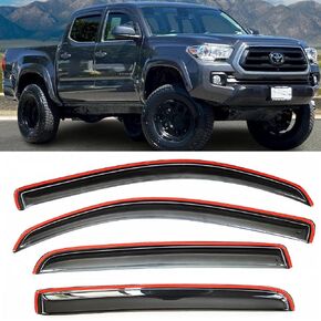 4-pcs Sun Shade Rain Guard Window Visors Vent Deflectors Compatible with 2016-2020 Toyota Tacoma Crew/Double Cab Pickup SUV Truck Accessories Snow Wind Deflector 194768