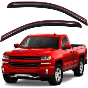 Lightronic in-Channel Rain Guards, Dark Smoke, 2-Pieces Set, Fits 2014-2018 Chevrolet Silverado/GMC Sierra 1500, 2015-2019 Silverado/Sierra 2500 HD, 2015-2018 Silverado/Sierra 3500 HD, Regular Cab