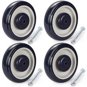 Skelang 4-Pack Shopping Cart Wheels 5 Inches, Polyurethane Casters with 5/16" Axle Bolts, Cart Wheel Replacement Kit for Shopping Cart, Beach Cart, Condo Cart, Load Capacity 250 Lbs Per Caster