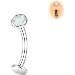 BodyAce ASTM F136 Titanium Belly Rings, 14G Internally Threaded Belly Button Long Barbells, 6/8/10/12/14mm Flat Back Belly Piercing Stud Navel Jewelry