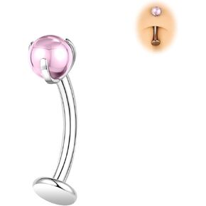 حلقات البطن من BodyAce ASTM F136 من التيتانيوم، 14 جرام أزرار بطن ملولبة داخليًا، 6/8/10/12/14 مم مجوهرات ثقب البطن ذات الظهر المسطح in Kuwait