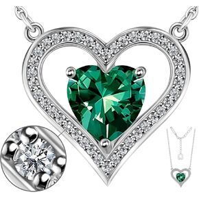 HCJ Rhodium-Plated Silver Heart Necklace Gift for Women Crystal Pendant Mom Necklace with Heart Pendant Birthstone Necklace for Women Gift in Saudi Arabia