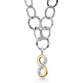 Gem Stone King Made In Italy 925 Sterling Silver 18 Inch Link Chain Necklace with Lab Grown Diamond or Moissanite Infinity Cross Hamsa or Yin and Yang Pendant