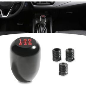 1 PC Automotive Gear Shift Knob, Car Five-Speed Gearbox Shift Head with Adapter, Modification Replacement Accessories, for Most Manual Transmission Models (Black)