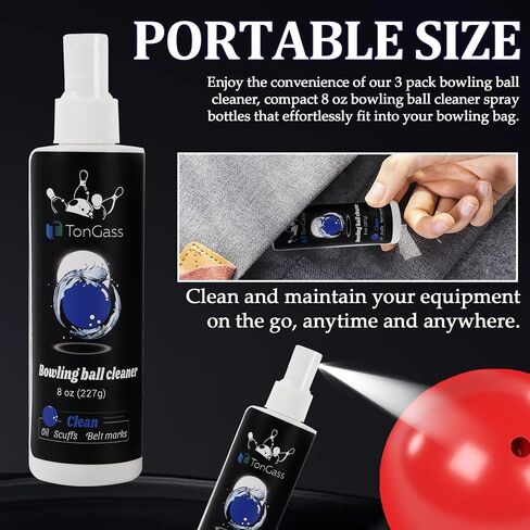 TonGass (2+1 Pack Bowling Ball Cleaner Spray Kit with Bowling Towel Portable Bowling Cleaner Set Bowling Accessories Oil Scuff Mark Cleaner Restores Tack and Prolongs Lifespan of Ball in Saudi Arabia