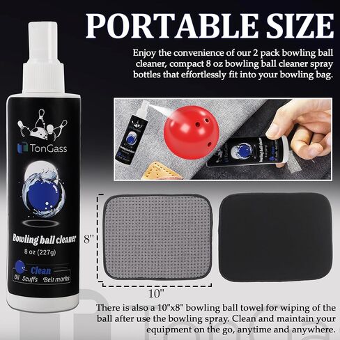 TonGass (2+1 Pack Bowling Ball Cleaner Spray Kit with Bowling Towel Portable Bowling Cleaner Set Bowling Accessories Oil Scuff Mark Cleaner Restores Tack and Prolongs Lifespan of Ball in Saudi Arabia