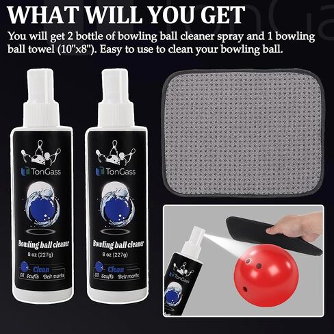 TonGass (2+1 Pack Bowling Ball Cleaner Spray Kit with Bowling Towel Portable Bowling Cleaner Set Bowling Accessories Oil Scuff Mark Cleaner Restores Tack and Prolongs Lifespan of Ball in Saudi Arabia