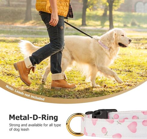Cotton Handmade Dog Collar Cute and Distinctive Patterns Pink Strawberries with Pendant for Girl Boy Dogs Collars M in Saudi Arabia