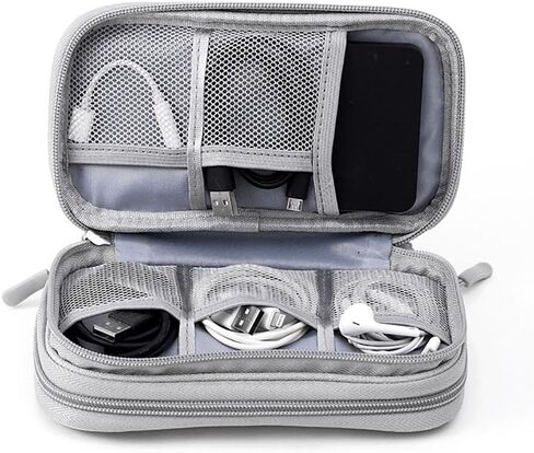 Electronics Accessories Organizer Pouch Cord Charger Travel Case Double Layers Storage Bag Portable Cable Carry Case Business Gadget Bag Grey in Saudi Arabia