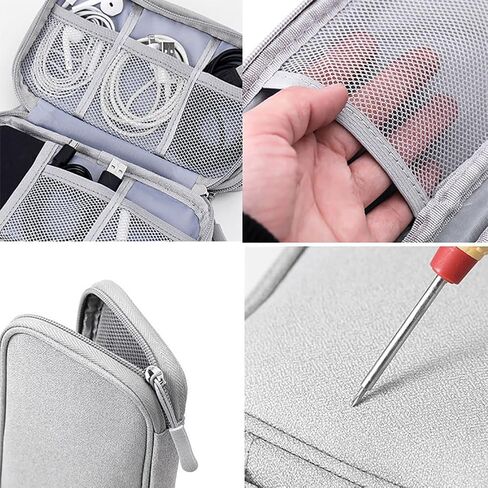 Electronics Accessories Organizer Pouch Cord Charger Travel Case Double Layers Storage Bag Portable Cable Carry Case Business Gadget Bag Grey in Saudi Arabia