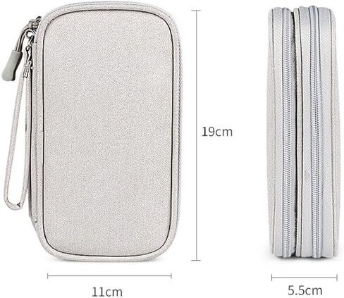 Electronics Accessories Organizer Pouch Cord Charger Travel Case Double Layers Storage Bag Portable Cable Carry Case Business Gadget Bag Grey in Saudi Arabia
