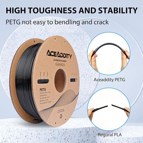 خيوط PETG 1.75 مم، خيوط طباعة ثلاثية الأبعاد PETG قوية، متوافقة مع معظم طابعات FDM ثلاثية الأبعاد، دقة الأبعاد ±0.02 مم، بكرة 1 كجم/2.2 رطل (1 كجم أسود + 1 كجم رمادي) in Saudi Arabia