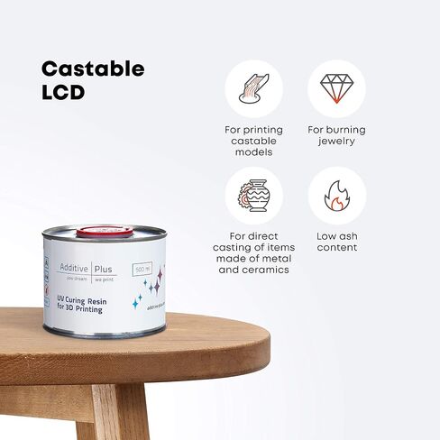 Additive Plus Castable Resin Jewelry Liquid Casting/Wax Resin for LCD 3D Printer | UV Curing Photopolymer Resin Wax | High Detail and Printing Accuracy Translucent (500 ml) in Saudi Arabia