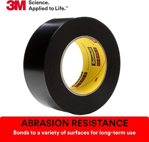 شريط فينيل 3M 472، 1-1/2 بوصة × 36 ياردة، 10.4 مل، أسود، لفة واحدة، شديد التحمل مع خصائص تمدد، زيادة مقاومة التآكل، عمر طويل للمنتج، للظروف القاسية والخارجية in Kuwait
