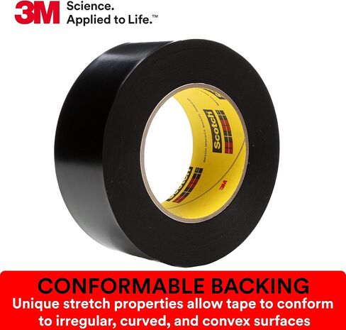 شريط فينيل 3M 472، 1-1/2 بوصة × 36 ياردة، 10.4 مل، أسود، لفة واحدة، شديد التحمل مع خصائص تمدد، زيادة مقاومة التآكل، عمر طويل للمنتج، للظروف القاسية والخارجية in Kuwait