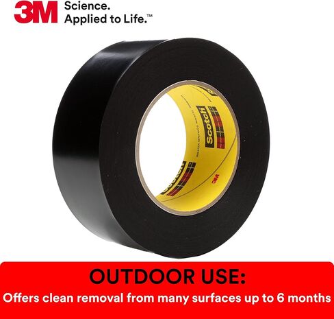 شريط فينيل 3M 472، 1-1/2 بوصة × 36 ياردة، 10.4 مل، أسود، لفة واحدة، شديد التحمل مع خصائص تمدد، زيادة مقاومة التآكل، عمر طويل للمنتج، للظروف القاسية والخارجية in Kuwait