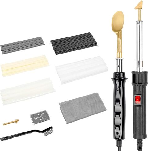 طقم لحام بلاستيكي، طقم لحام بلاستيكي مكون من قطعتين مكواة 50 وات/150 وات مع طرف لحام قابل للاستبدال و160 قطعة من قضبان اللحام - طقم إصلاح بلاستيكي احترافي لمصد السيارة، قوارب الكاياك، خزان ريباي in Kuwait