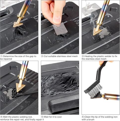 طقم لحام بلاستيكي، طقم لحام بلاستيكي مكون من قطعتين مكواة 50 وات/150 وات مع طرف لحام قابل للاستبدال و160 قطعة من قضبان اللحام - طقم إصلاح بلاستيكي احترافي لمصد السيارة، قوارب الكاياك، خزان ريباي in Kuwait