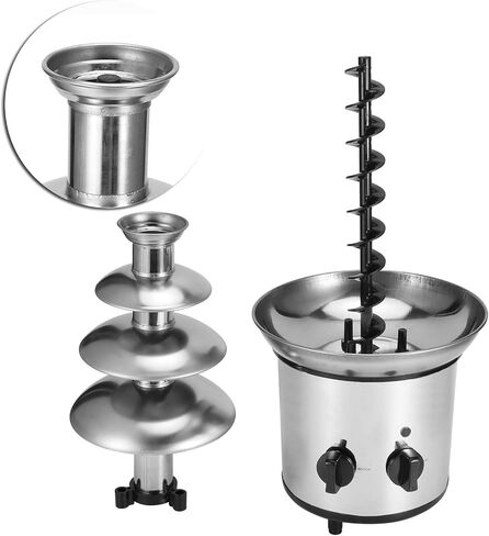 Luqeeg Chocolate Fondue Fountain, 4 Layer Electric Chocolate Fountain Machine Stainless Steel Chocolate Melting Machine Automatic Chocolate Melting Tower for Weddings Birthday Parties Decor(#1) in Saudi Arabia