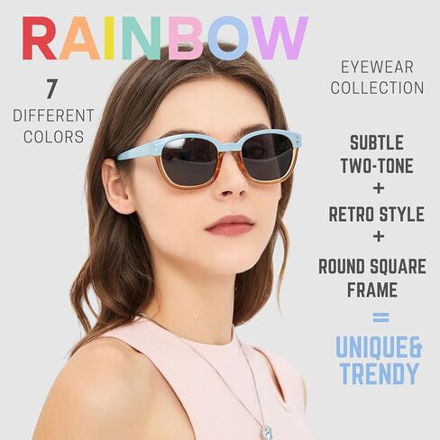 Leafael Polarized Sunglasses Women's Trendy Two Tone Design, UV400 100% Protection, Retro Square Frame, Lifestyle & Active in Saudi Arabia