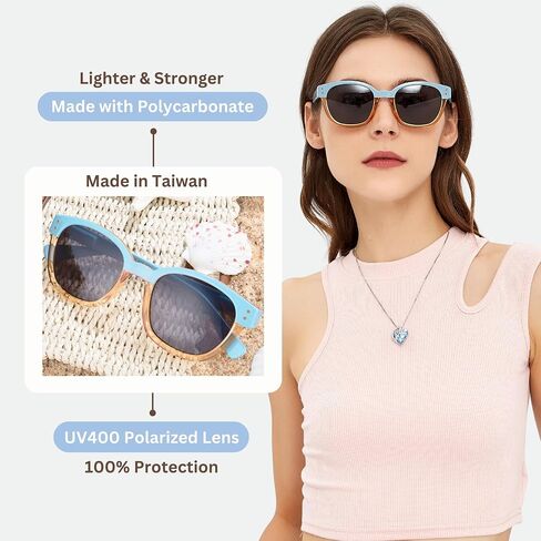 Leafael Polarized Sunglasses Women's Trendy Two Tone Design, UV400 100% Protection, Retro Square Frame, Lifestyle & Active in Saudi Arabia