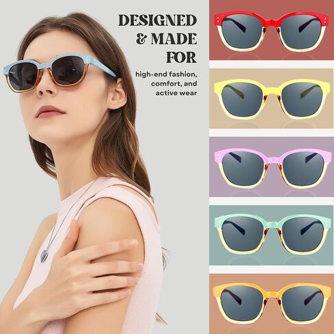 Leafael Polarized Sunglasses Women's Trendy Two Tone Design, UV400 100% Protection, Retro Square Frame, Lifestyle & Active in Saudi Arabia
