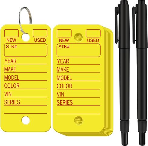 Hotop 200 Pcs Yellow Poly Key Tags with 200 Keychain Rings and 2 Black Markers, Thicken Plastic Car Key Tags Identifiers Keychain Labels for Car Truck Customers Family in Saudi Arabia