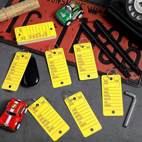 Hotop 200 Pcs Yellow Poly Key Tags with 200 Keychain Rings and 2 Black Markers, Thicken Plastic Car Key Tags Identifiers Keychain Labels for Car Truck Customers Family in Saudi Arabia