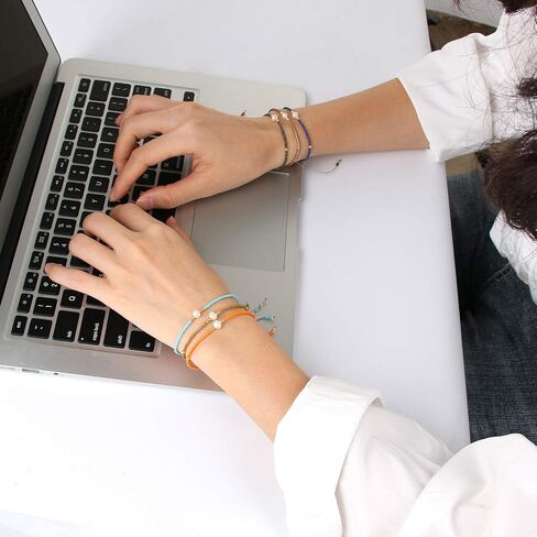 KELITCH 3PCS Shell Pearl Seed Bead Bracelets for Women Thin Rope Handmade Braided Adjustable Charm String Chains Stack Bracelets Sets Friendship Fashion Jewelry in Kuwait