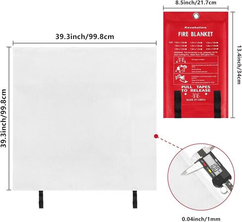 kovshuiwe بطانية حريق الطوارئ للمطبخ المنزلي، 2 حزمة بطانية إخماد الحرائق، بطانية طفاية حريق، بطانيات مقاومة للهب، بطانيات حريق من الألياف الزجاجية للمنزل، والتخييم، والمدفأة، والشواية in Kuwait