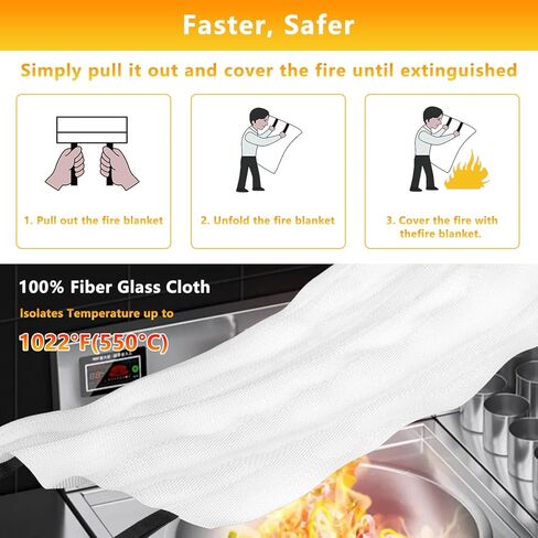 kovshuiwe بطانية حريق الطوارئ للمطبخ المنزلي، 2 حزمة بطانية إخماد الحرائق، بطانية طفاية حريق، بطانيات مقاومة للهب، بطانيات حريق من الألياف الزجاجية للمنزل، والتخييم، والمدفأة، والشواية in Kuwait