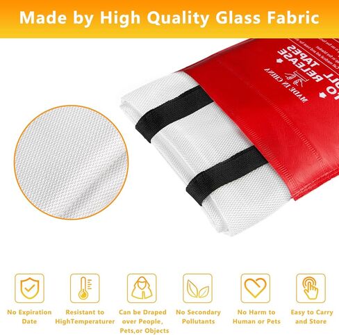 kovshuiwe بطانية حريق الطوارئ للمطبخ المنزلي، 2 حزمة بطانية إخماد الحرائق، بطانية طفاية حريق، بطانيات مقاومة للهب، بطانيات حريق من الألياف الزجاجية للمنزل، والتخييم، والمدفأة، والشواية in Kuwait