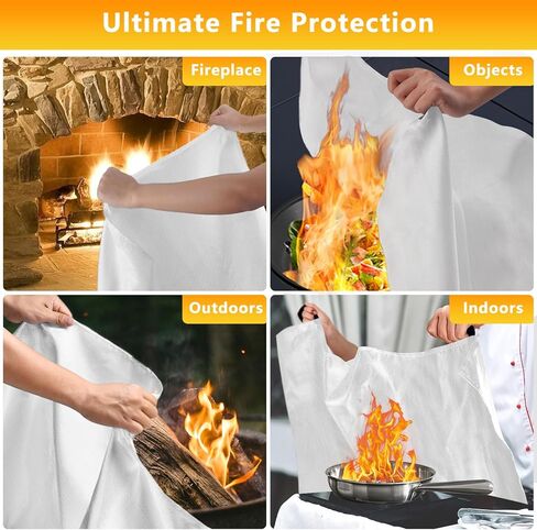kovshuiwe بطانية حريق الطوارئ للمطبخ المنزلي، 2 حزمة بطانية إخماد الحرائق، بطانية طفاية حريق، بطانيات مقاومة للهب، بطانيات حريق من الألياف الزجاجية للمنزل، والتخييم، والمدفأة، والشواية in Kuwait