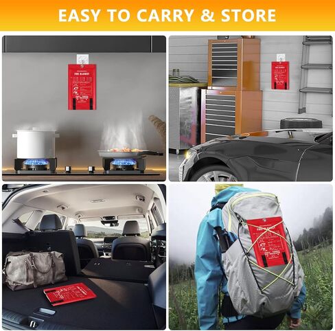 kovshuiwe بطانية حريق الطوارئ للمطبخ المنزلي، 2 حزمة بطانية إخماد الحرائق، بطانية طفاية حريق، بطانيات مقاومة للهب، بطانيات حريق من الألياف الزجاجية للمنزل، والتخييم، والمدفأة، والشواية in Kuwait