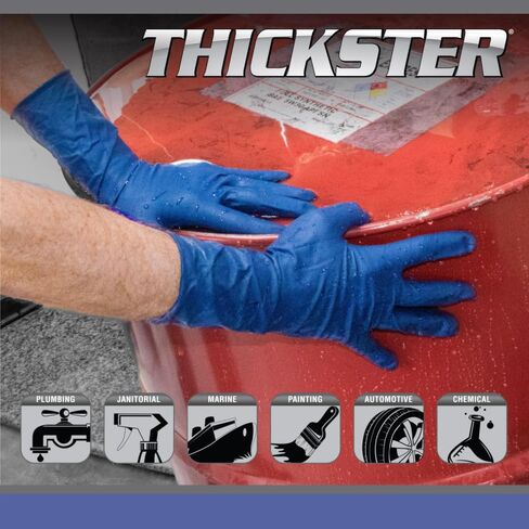 Thickster Powder-Free Exam Grade Latex Disposable Gloves. Size Medium. Blue, 14 mil Thickness, 12" Length. Fully Textured for Superior Grip. Single Use. Pack of 50. (6602-20) in Saudi Arabia