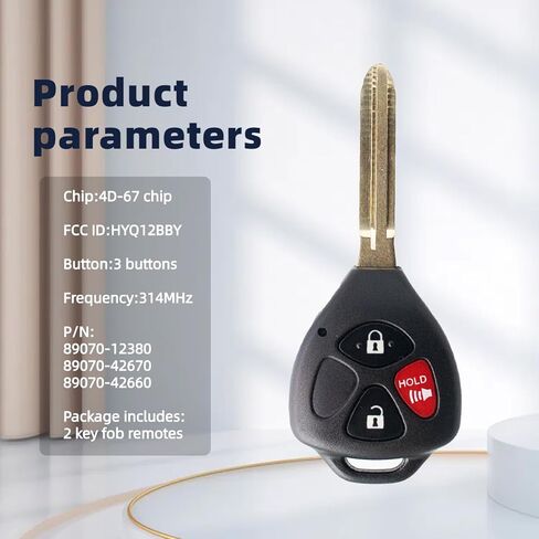 Key Fob Remote Replacement Compatible with Toyota 4Runner 2010 2011 2012 2013 2014 2015 2016 2017 2018 2019/Rav4 2010-2012/Yaris 2012-2014 Keyless Entry Remote Control Car Key (HYQ12BBY G Chip) 2pcs in Kuwait