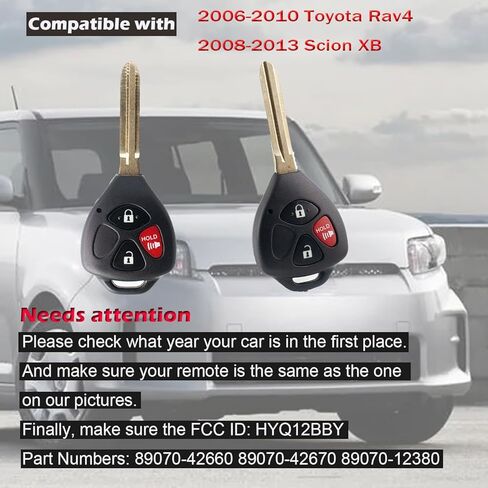 Key Fob Remote Replacement Compatible with Toyota 4Runner 2010 2011 2012 2013 2014 2015 2016 2017 2018 2019/Rav4 2010-2012/Yaris 2012-2014 Keyless Entry Remote Control Car Key (HYQ12BBY G Chip) 2pcs in Kuwait