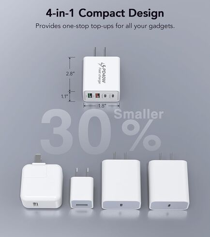 USB C Charger Block, 2 Pack 40W Wall Charger Cube Head Brick Plug, Multiple 4-Ports Fast PD+QC 3.0 Type C Power Adapter for iPhone 15 14 13 12 11 Pro Max XS, iPad, Tablet, AirPods Pro, Samsung in Saudi Arabia