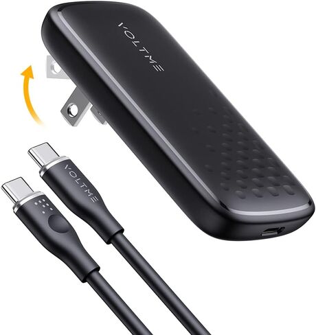 شاحن VOLTME USB C، شاحن حائط 65W PD 3.0 مع كابل 3.3FT، محول طاقة USB C فائق النحافة مع قابس قابل للطي لجهاز MacBook Pro/Air، iPhone 14/Plus/Pro Max/13/12، Galaxy، iPad Pro، Steam Deck in Saudi Arabia