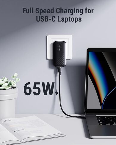 شاحن VOLTME USB C، شاحن حائط 65W PD 3.0 مع كابل 3.3FT، محول طاقة USB C فائق النحافة مع قابس قابل للطي لجهاز MacBook Pro/Air، iPhone 14/Plus/Pro Max/13/12، Galaxy، iPad Pro، Steam Deck in Saudi Arabia