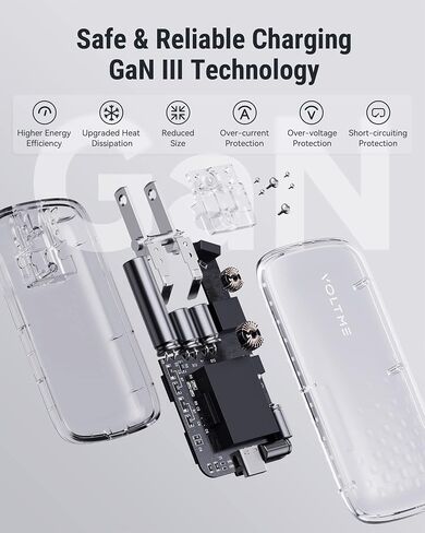 شاحن VOLTME USB C، شاحن حائط 65W PD 3.0 مع كابل 3.3FT، محول طاقة USB C فائق النحافة مع قابس قابل للطي لجهاز MacBook Pro/Air، iPhone 14/Plus/Pro Max/13/12، Galaxy، iPad Pro، Steam Deck in Saudi Arabia