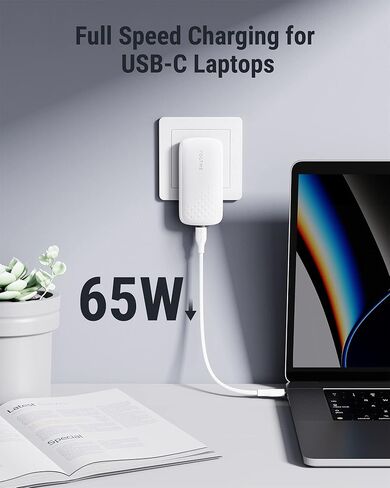 VOLTME USB C Charger, 65W PD 3.0 Wall Charger with 3.3FT Cable, Ultra Slim USB C Power Adapter with Foldable Plug for MacBook Pro/Air, iPhone 14/Plus/Pro Max/13/12, Galaxy, iPad Pro, Steam Deck in Kuwait