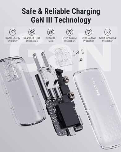 VOLTME USB C Charger, 65W PD 3.0 Wall Charger with 3.3FT Cable, Ultra Slim USB C Power Adapter with Foldable Plug for MacBook Pro/Air, iPhone 14/Plus/Pro Max/13/12, Galaxy, iPad Pro, Steam Deck in Kuwait